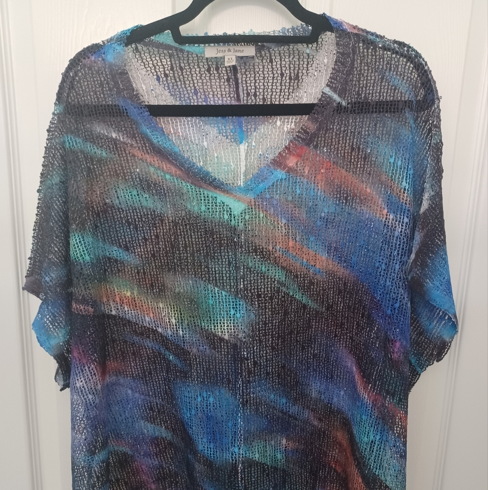 Jess & Jane Mesh Overlay Top - Picture 1 of 4